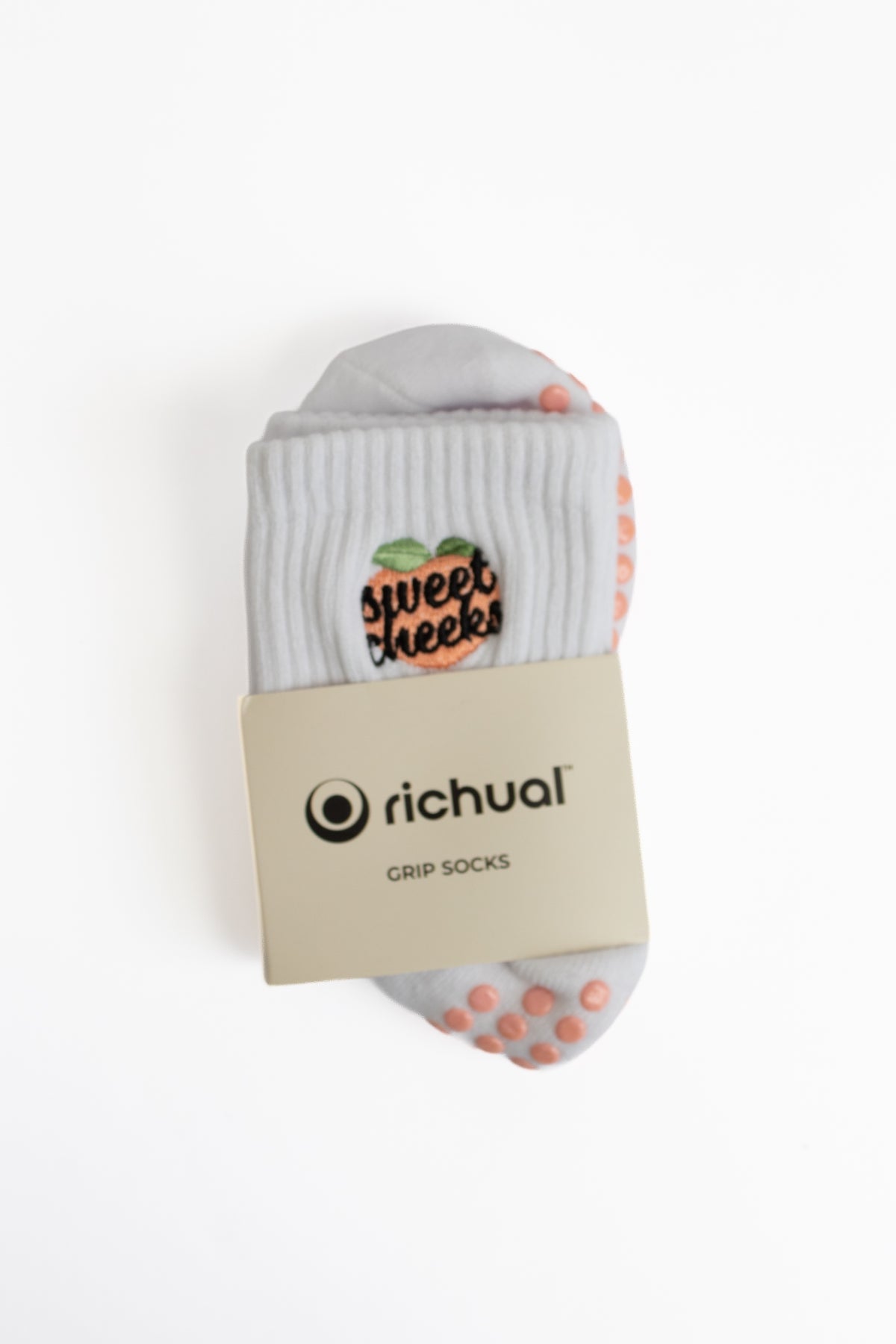 Sweet Cheeks Peach Grip Socks