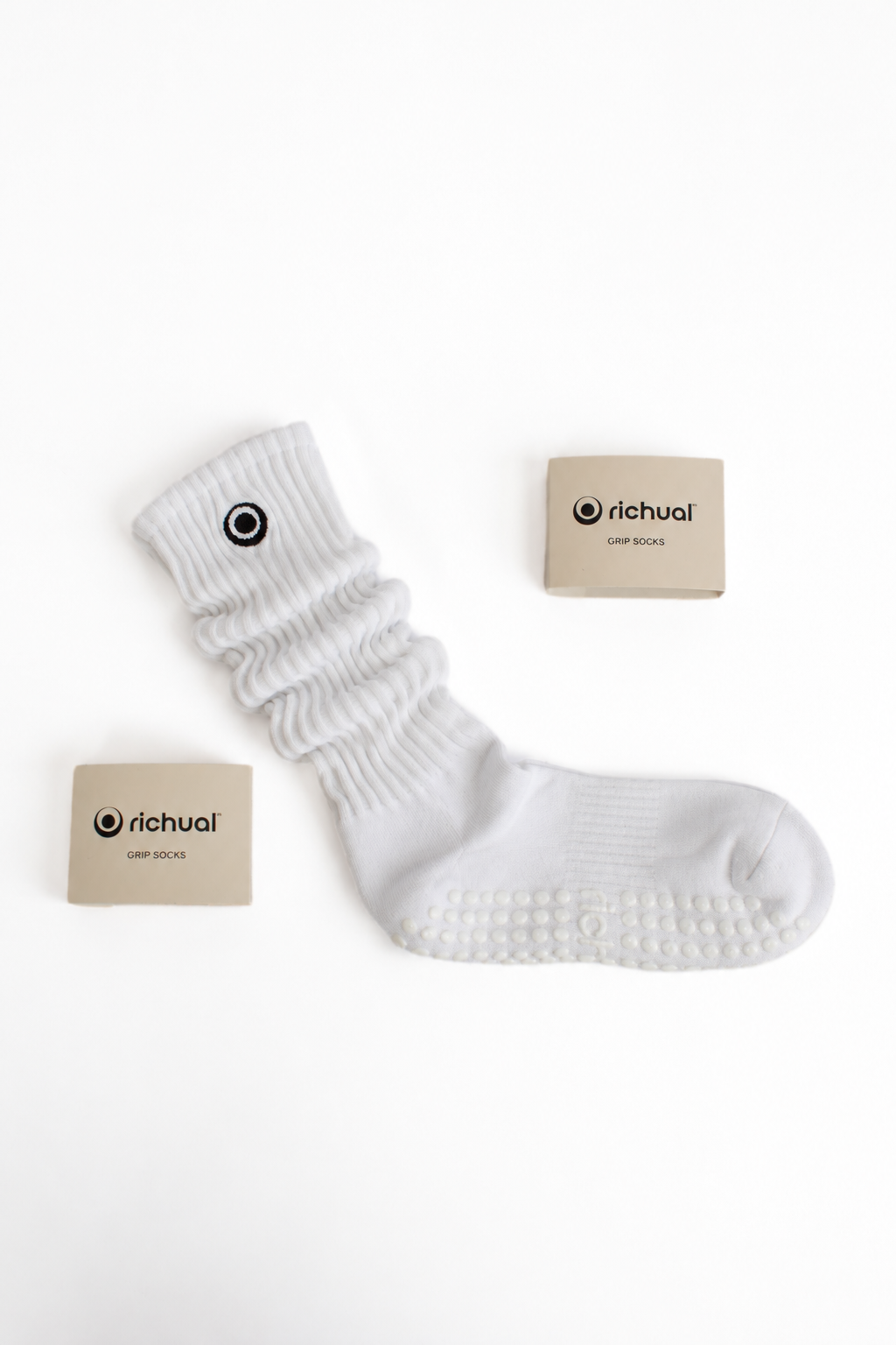 White Scrunch Grip Socks