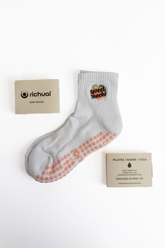 Sweet Cheeks Peach Grip Socks