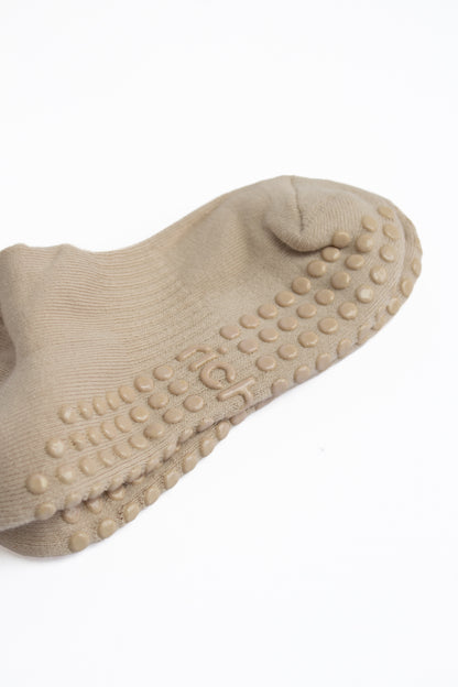 Tan Scrunch Grip Socks
